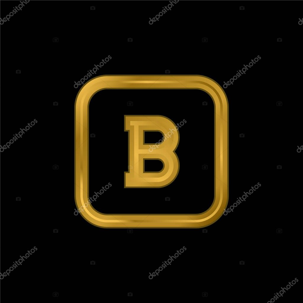 Bold Button gold plated metalic icon or logo vector