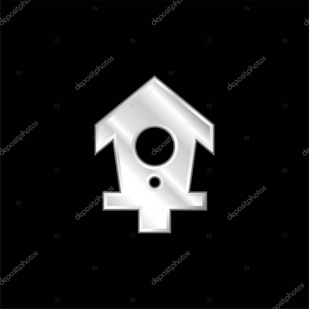 Bird House silver plated metallic icon