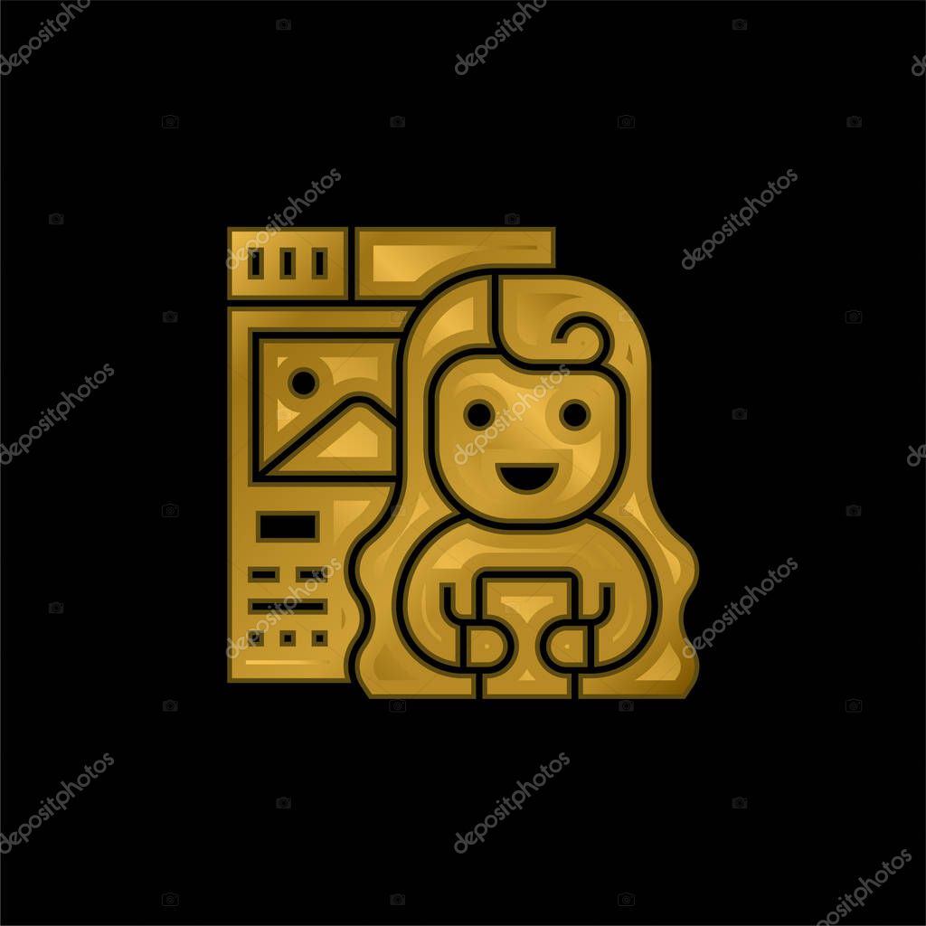 Blogger gold plated metalic icon or logo vector