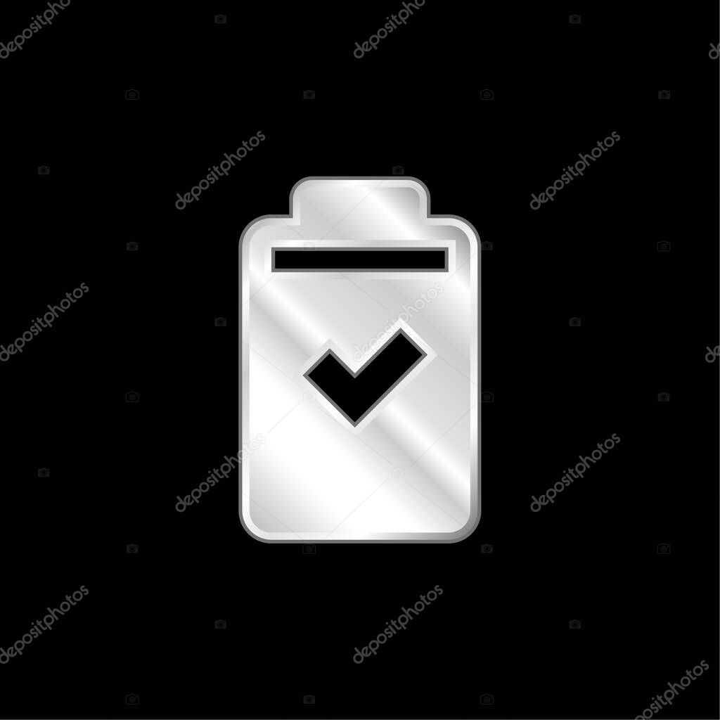 Battery silver plated metallic icon