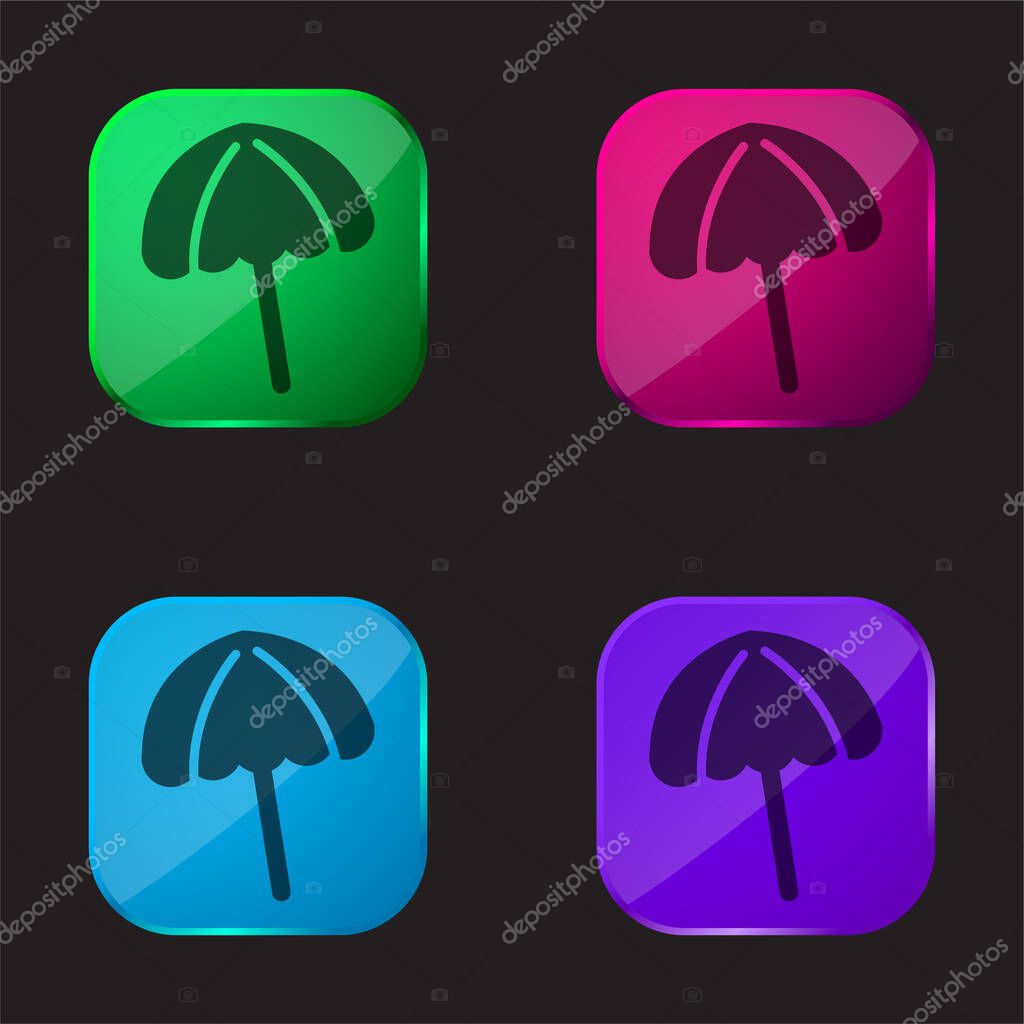 Black Beach Umbrella four color glass button icon