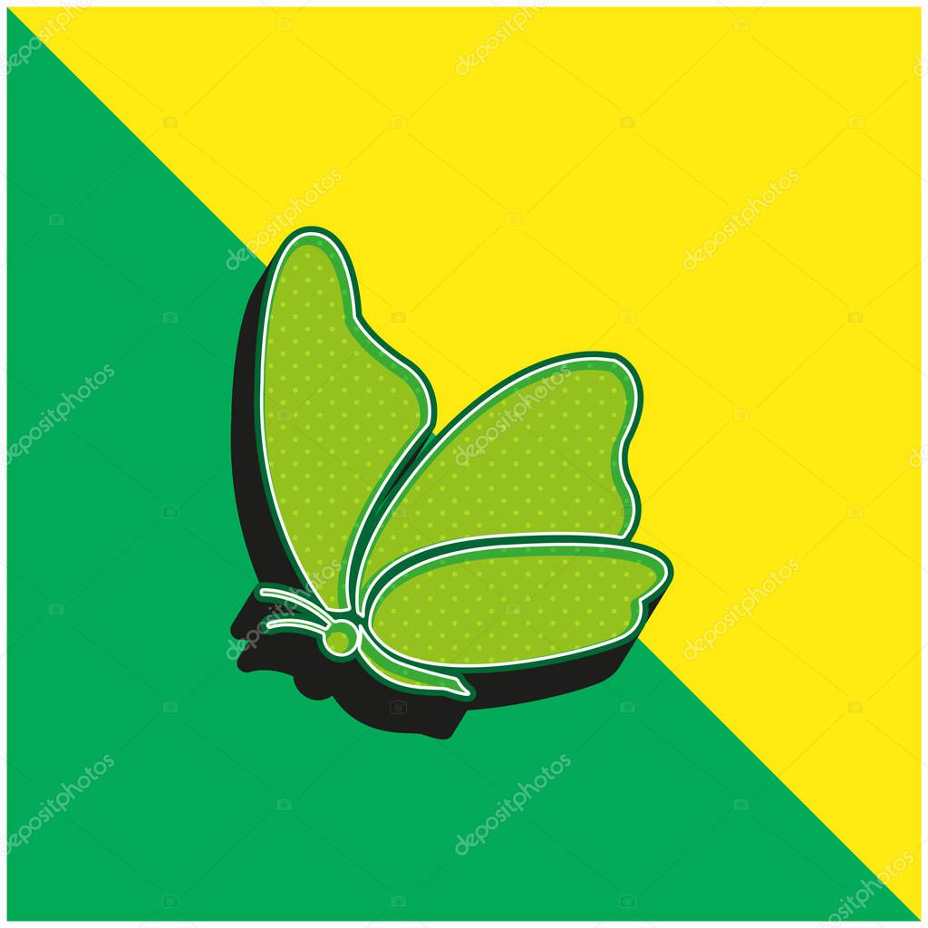 Big Wing Butterfly Green and yellow modern 3d vector icon logo
