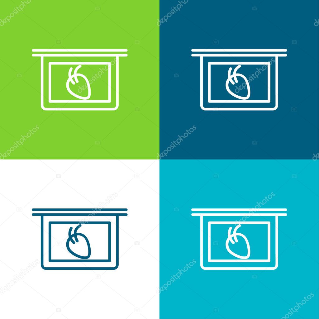 Body Organ With Hair Strands View On Plate Flat four color minimal icon set