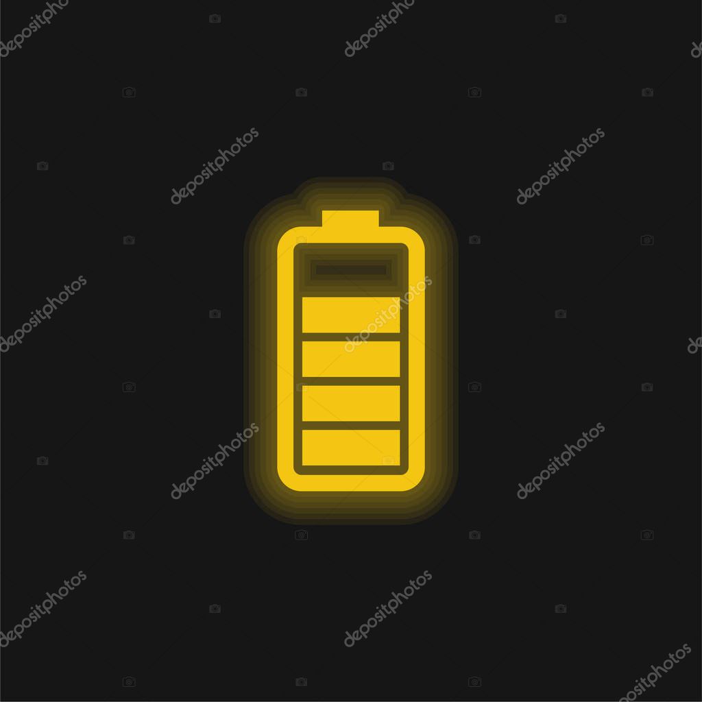 Battery Status yellow glowing neon icon