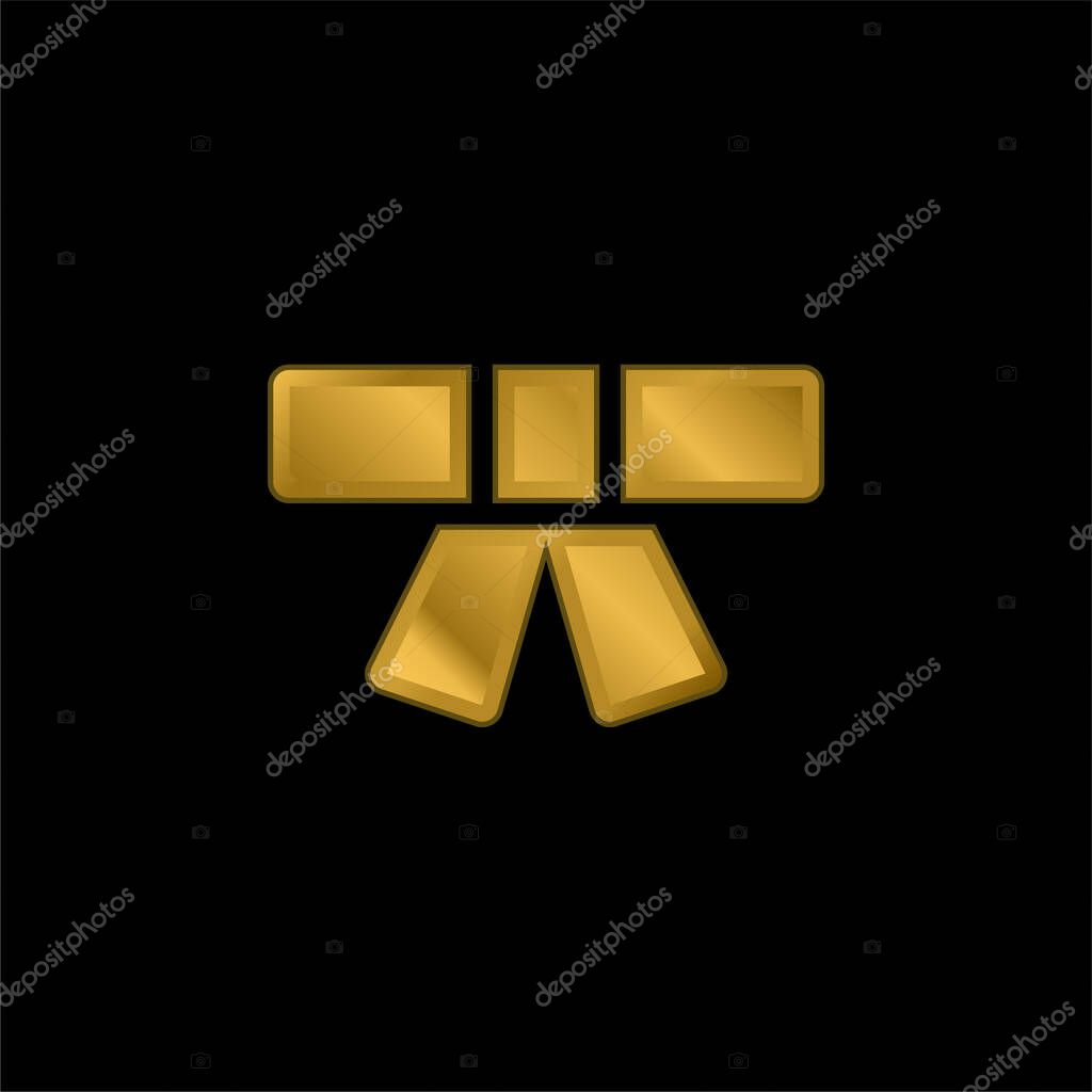 Belt gold plated metalic icon or logo vector