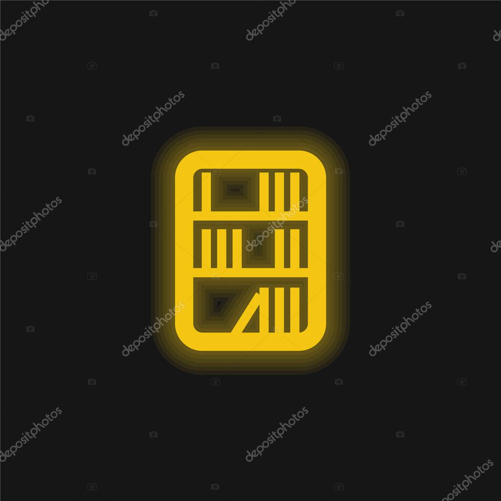 Books In A Library yellow glowing neon icon