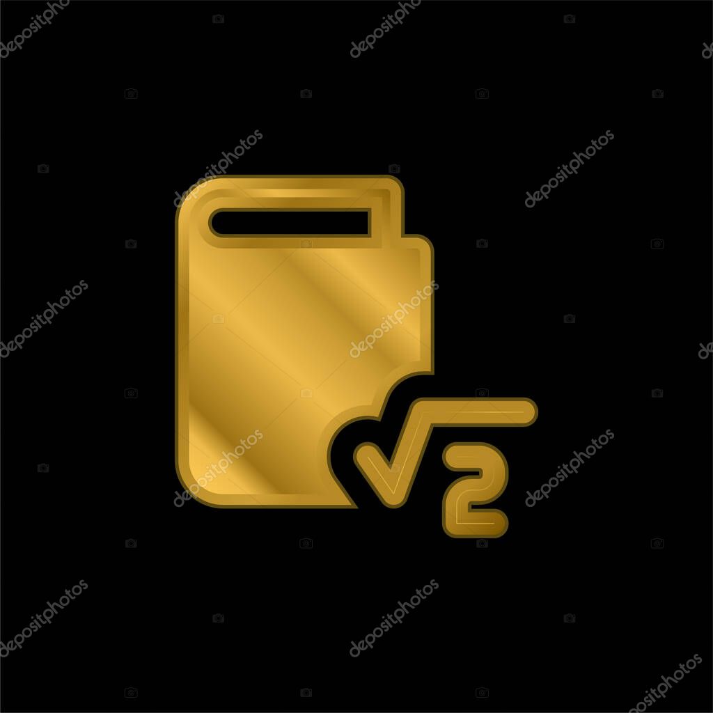 Book gold plated metalic icon or logo vector