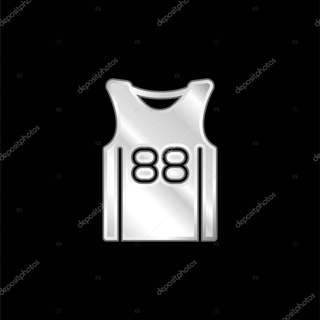 Basketball Jersey silver plated metallic icon