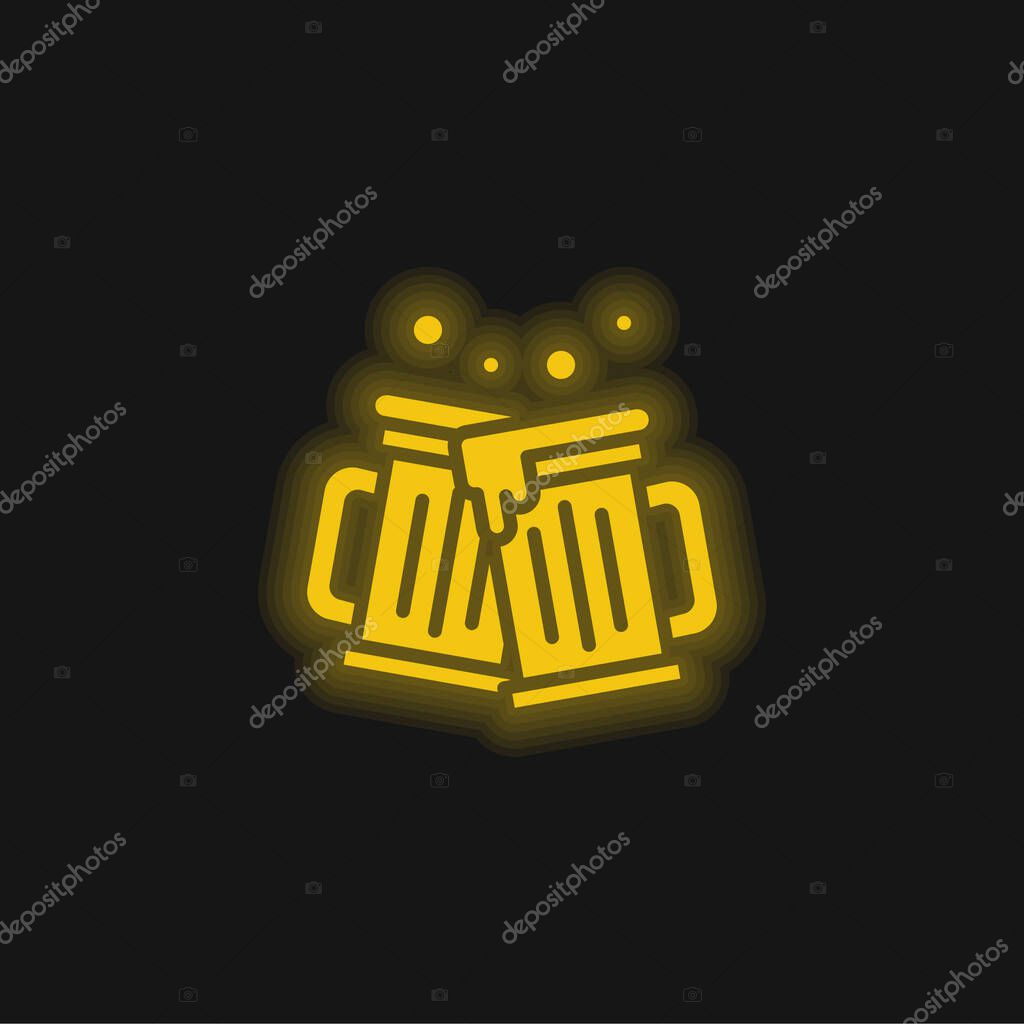 Beers yellow glowing neon icon