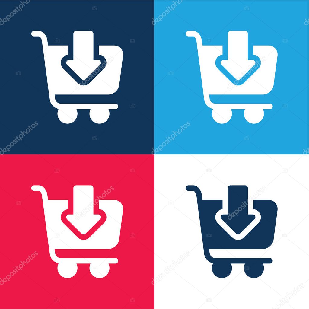 Add To Cart blue and red four color minimal icon set