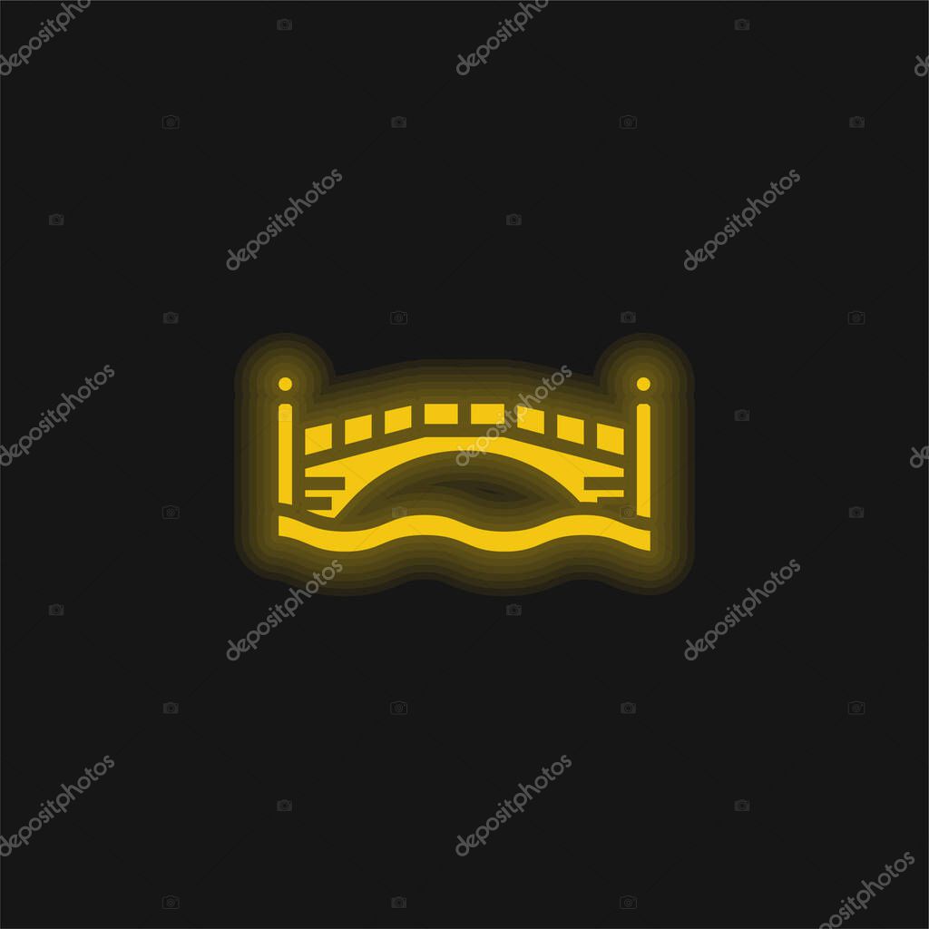 Bridge yellow glowing neon icon