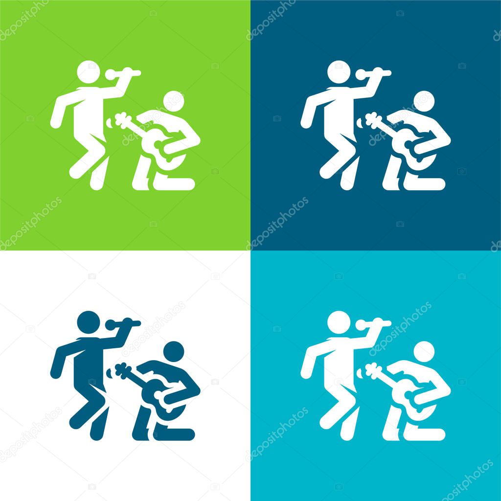 Band Flat four color minimal icon set