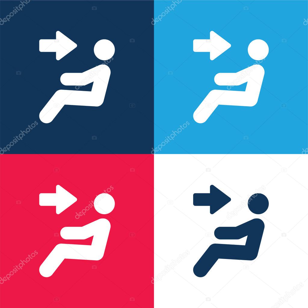 Air Conditioner blue and red four color minimal icon set