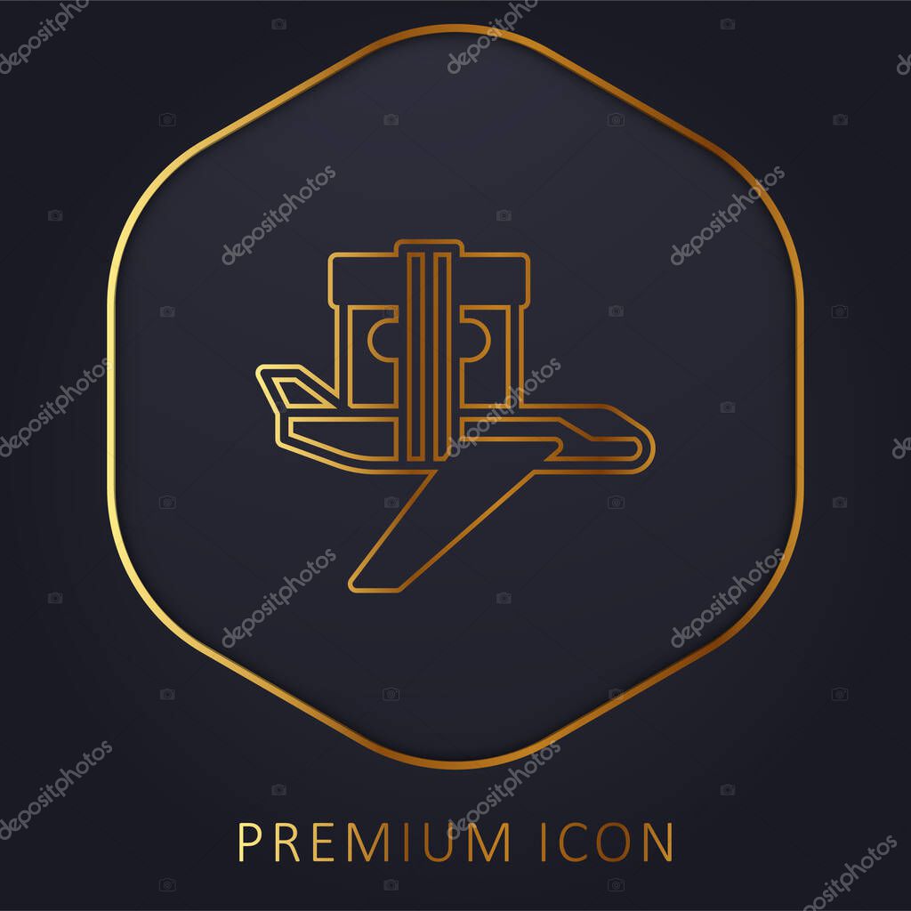 Airplane golden line premium logo or icon