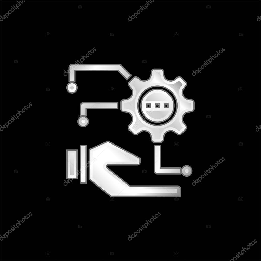 Algorithm silver plated metallic icon