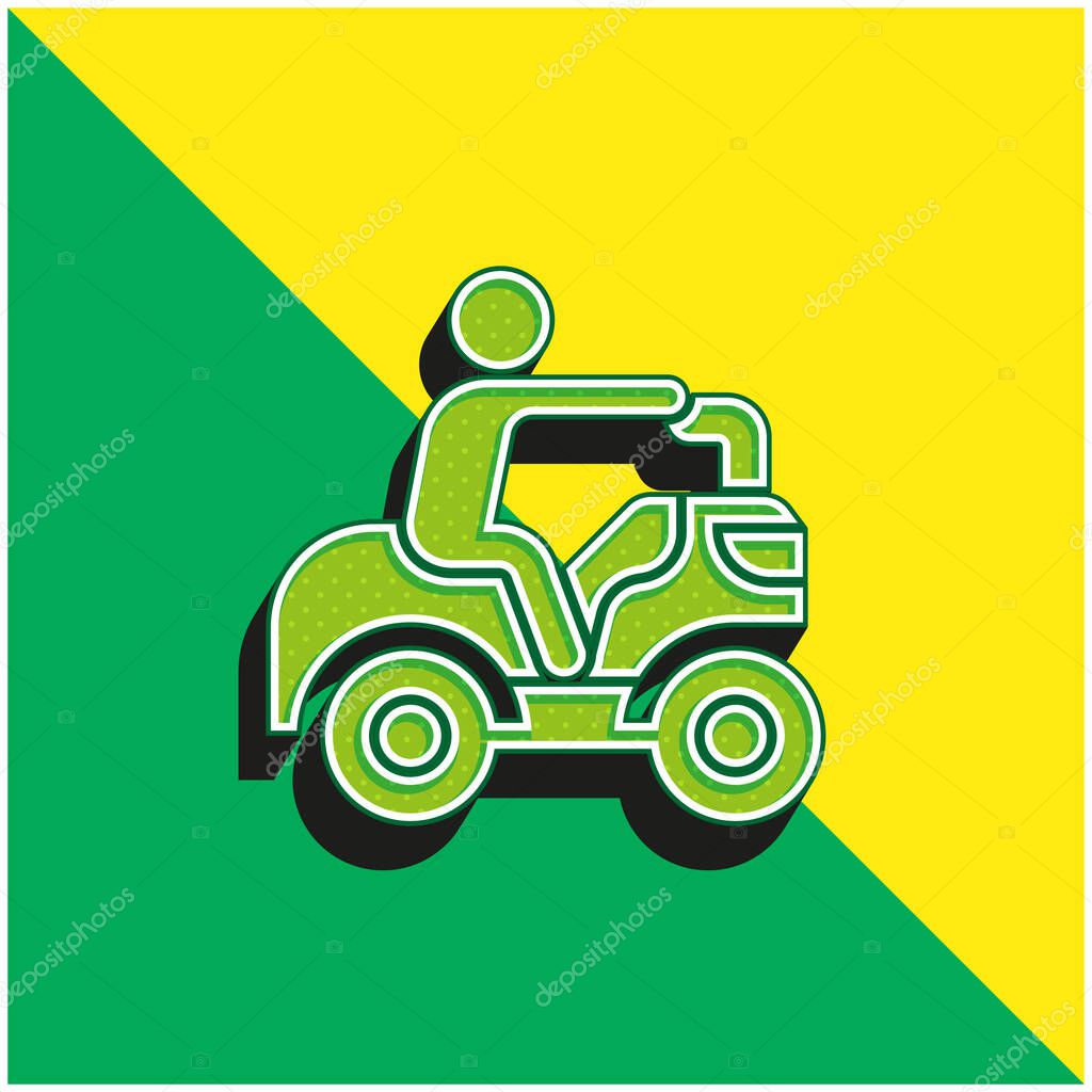 Atv Green and yellow modern 3d vector icon logo