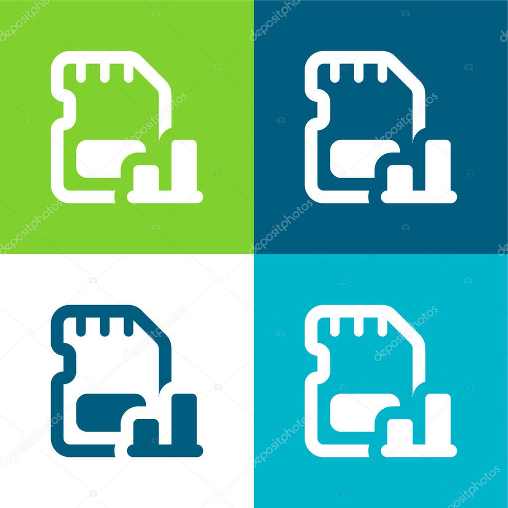 Bar Graph Flat four color minimal icon set