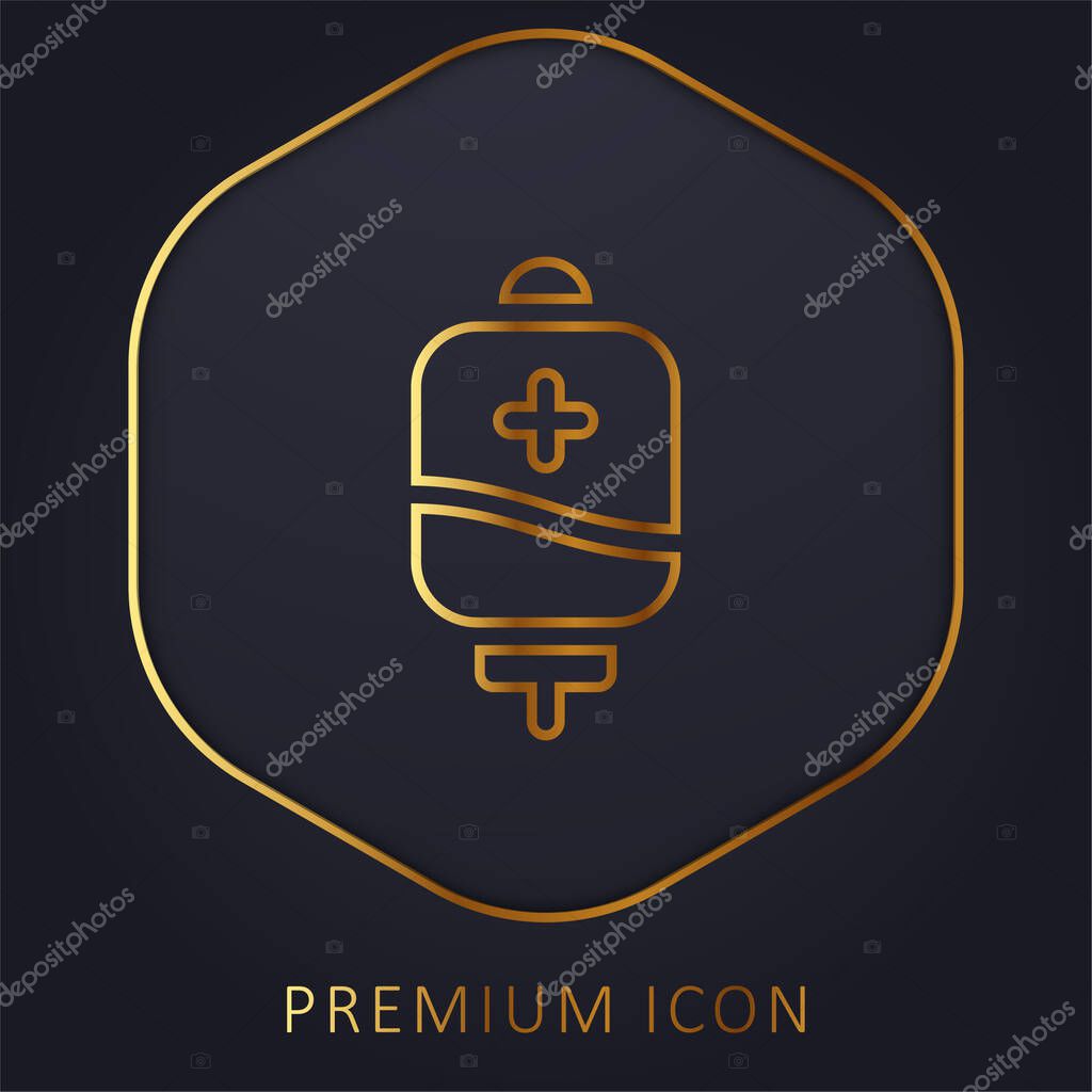 Blood Bag golden line premium logo or icon