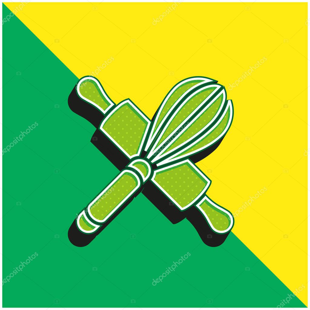 Baking Green and yellow modern 3d vector icon logo