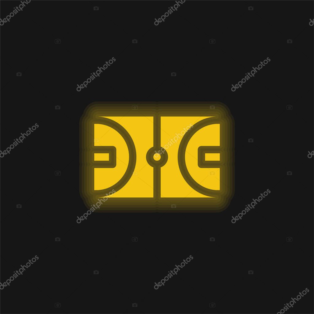 Basketball Court yellow glowing neon icon
