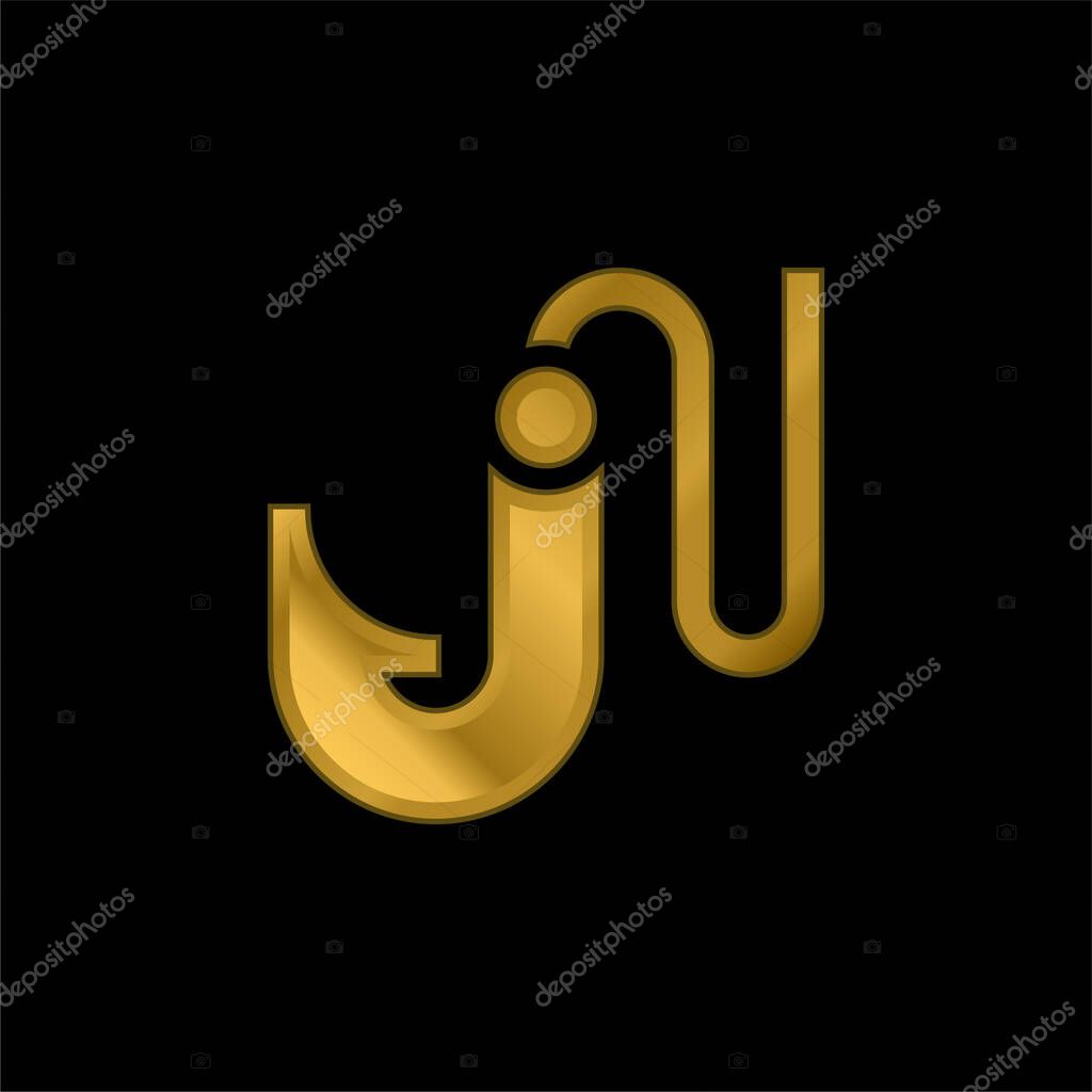 Bait gold plated metalic icon or logo vector