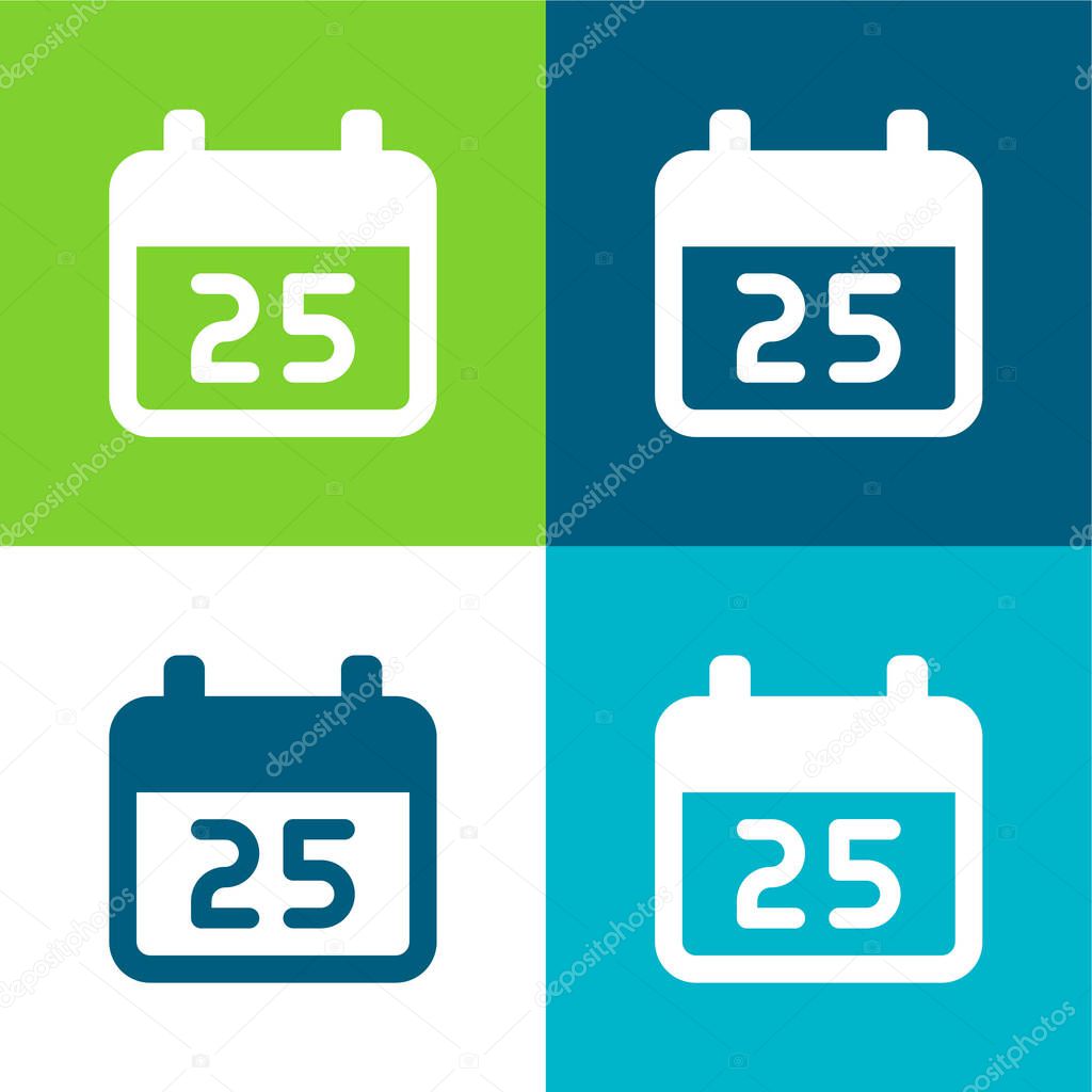 25 December Flat four color minimal icon set