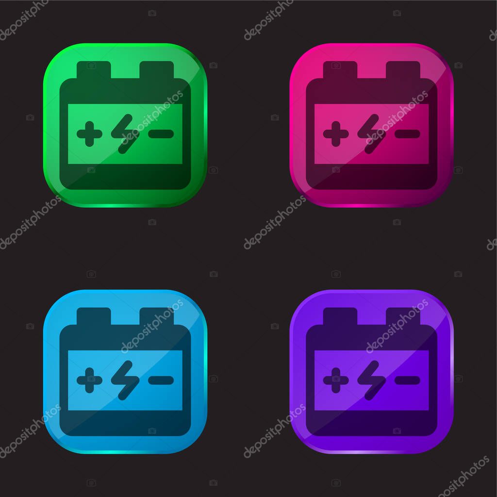 Battery four color glass button icon