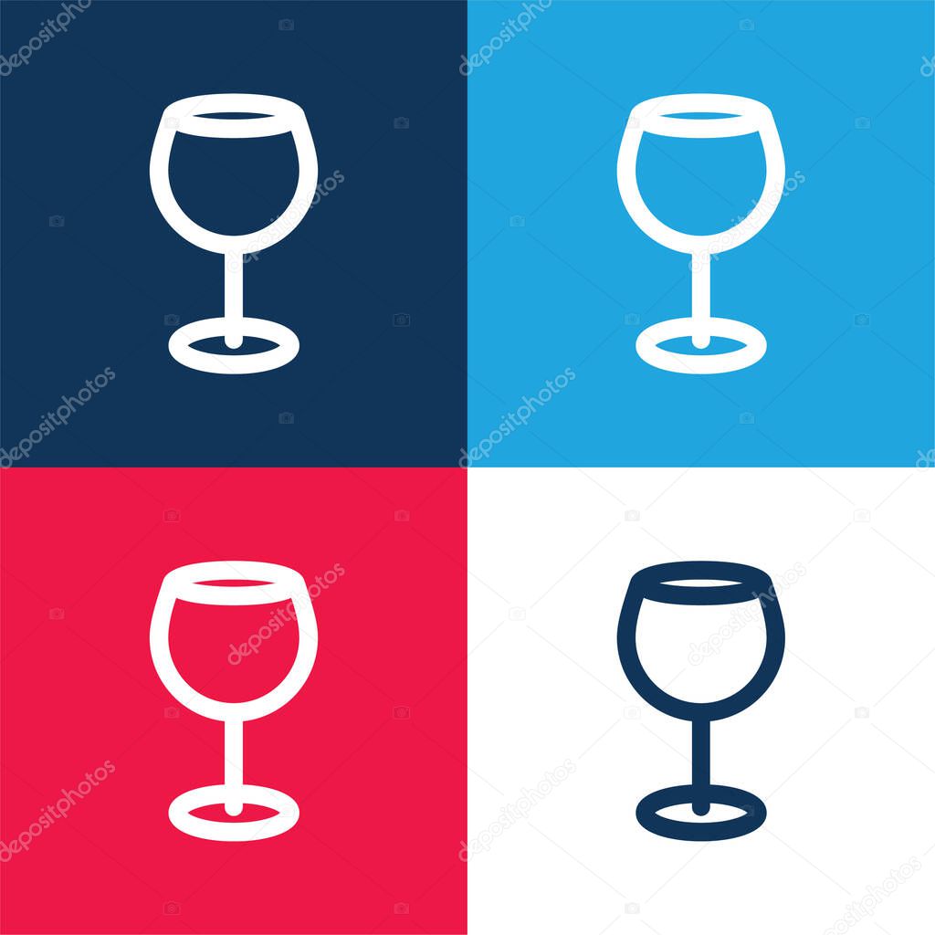 Big Wine Cup blue and red four color minimal icon set