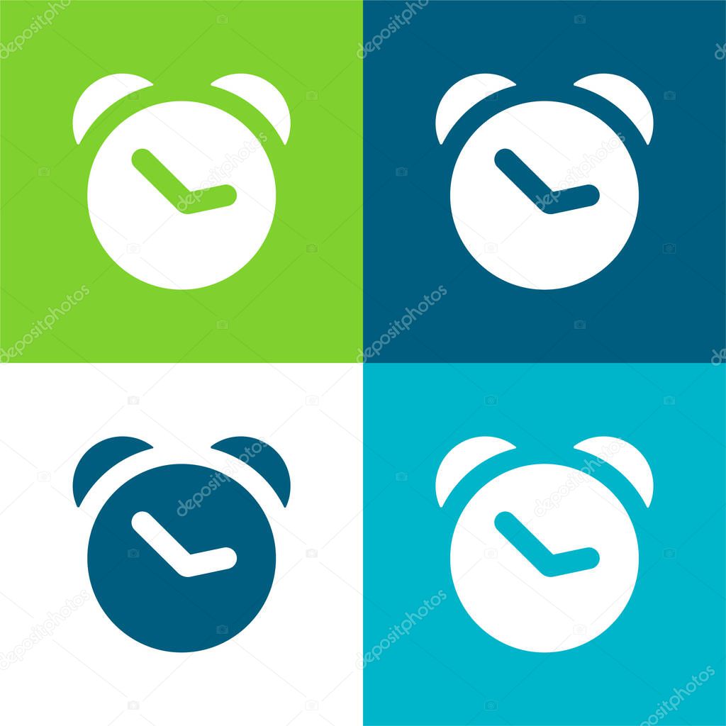 Alarm Clock Flat four color minimal icon set