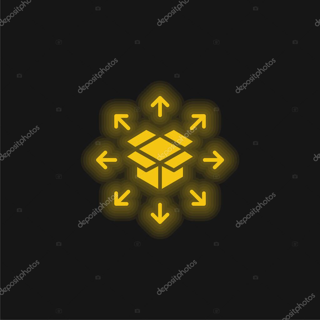 Box yellow glowing neon icon