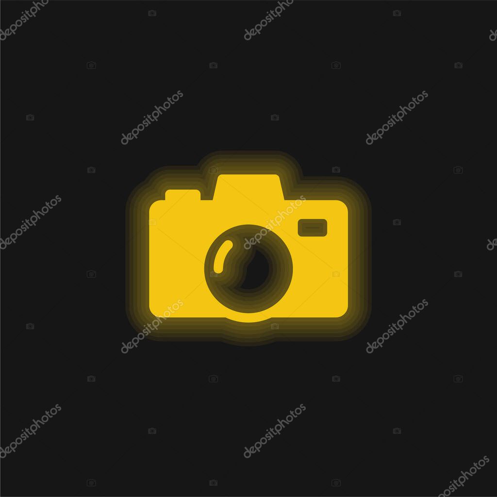 Big Camera yellow glowing neon icon