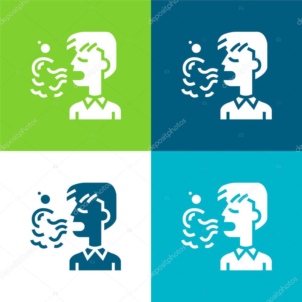 Bad Breath Flat four color minimal icon set