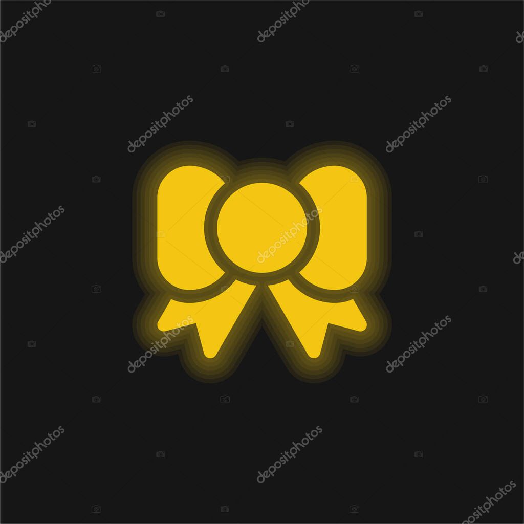 Bowtie yellow glowing neon icon