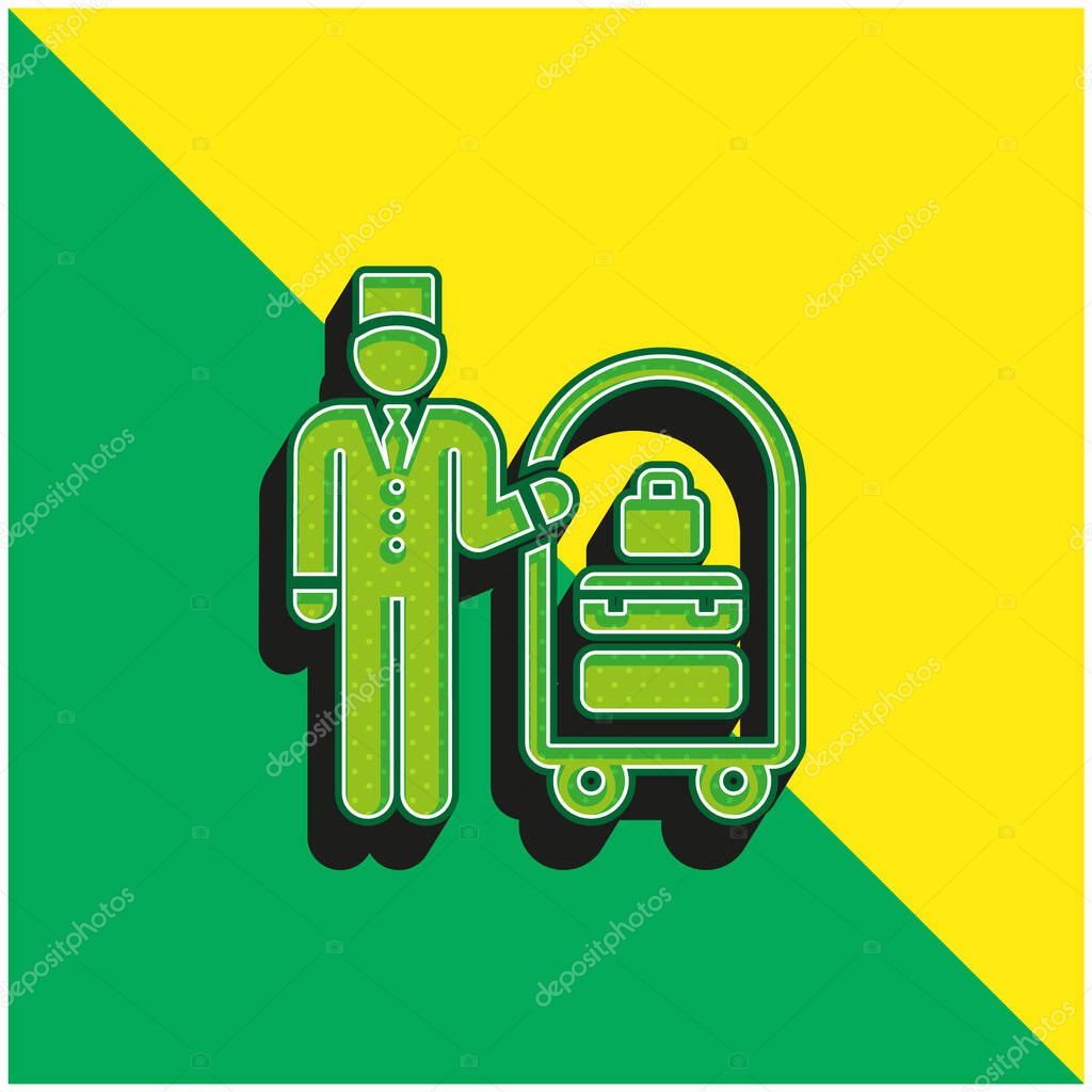 Bellboy Green and yellow modern 3d vector icon logo