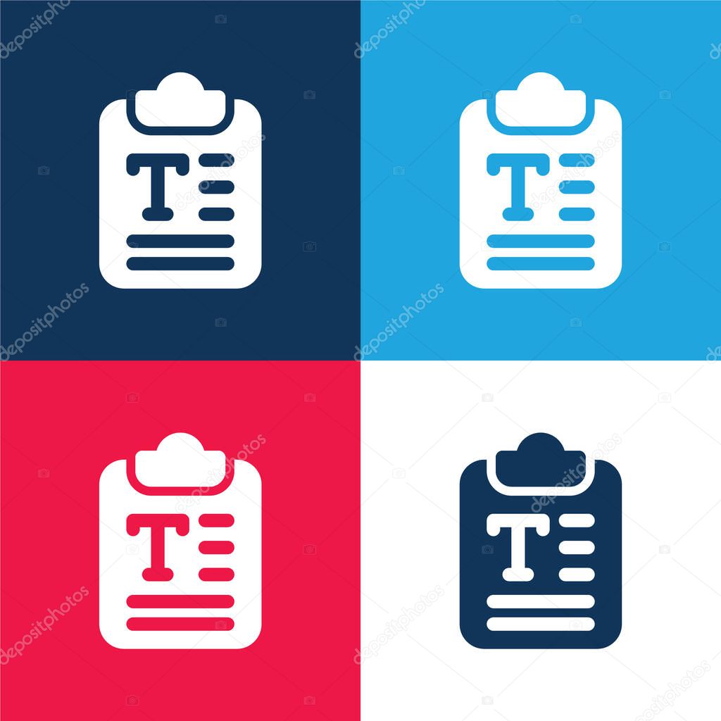 Article blue and red four color minimal icon set
