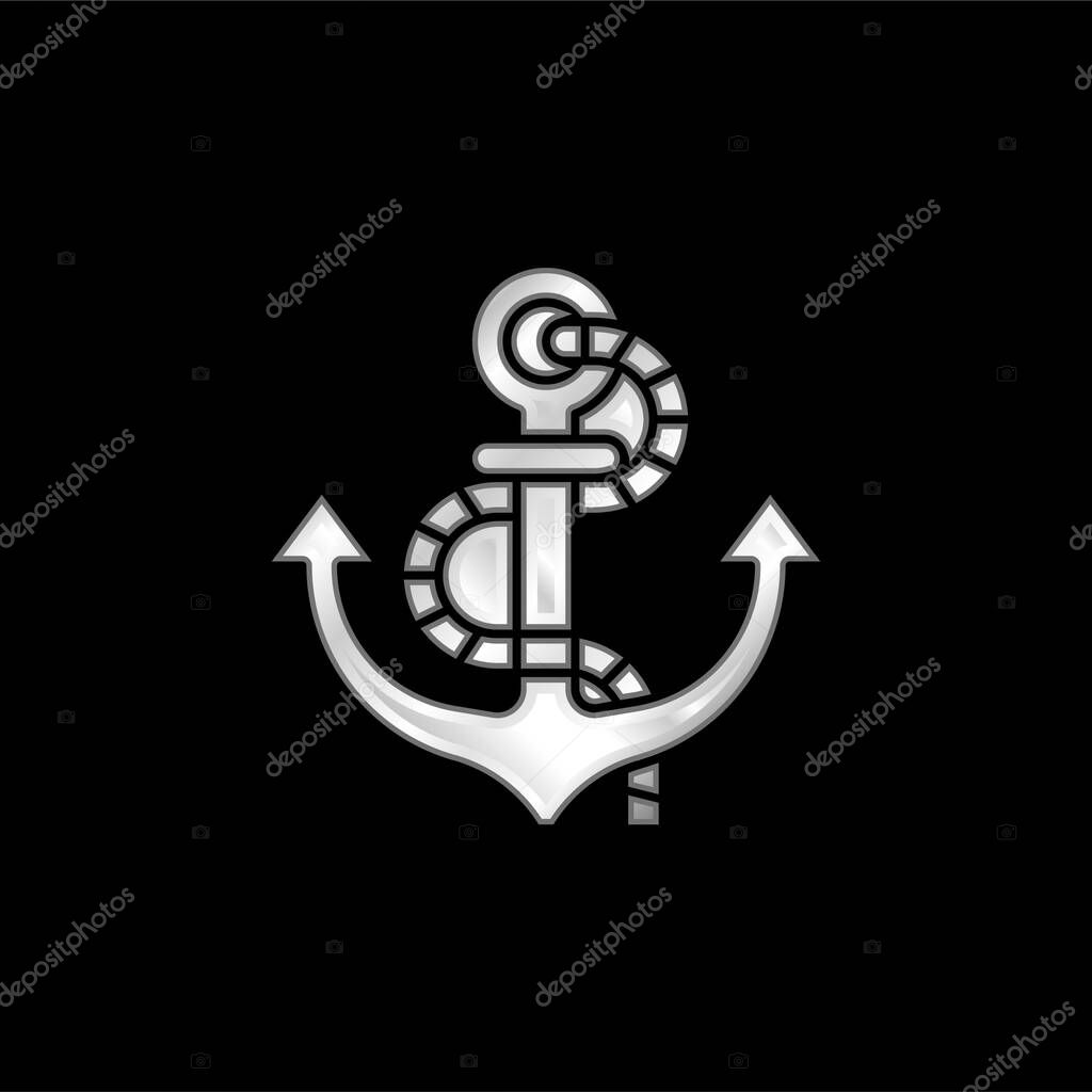 Anchor silver plated metallic icon