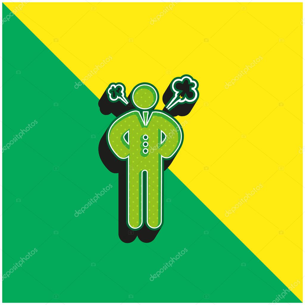Angry Boss Green and yellow modern 3d vector icon logo