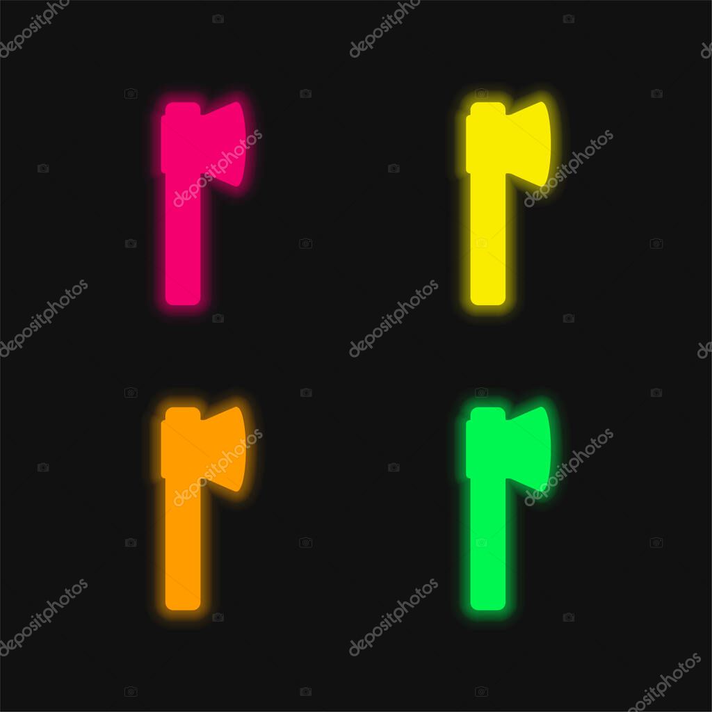 Ax four color glowing neon vector icon