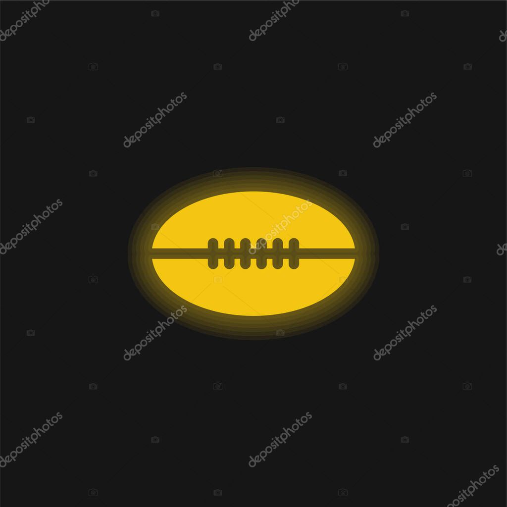 American Football Ball yellow glowing neon icon