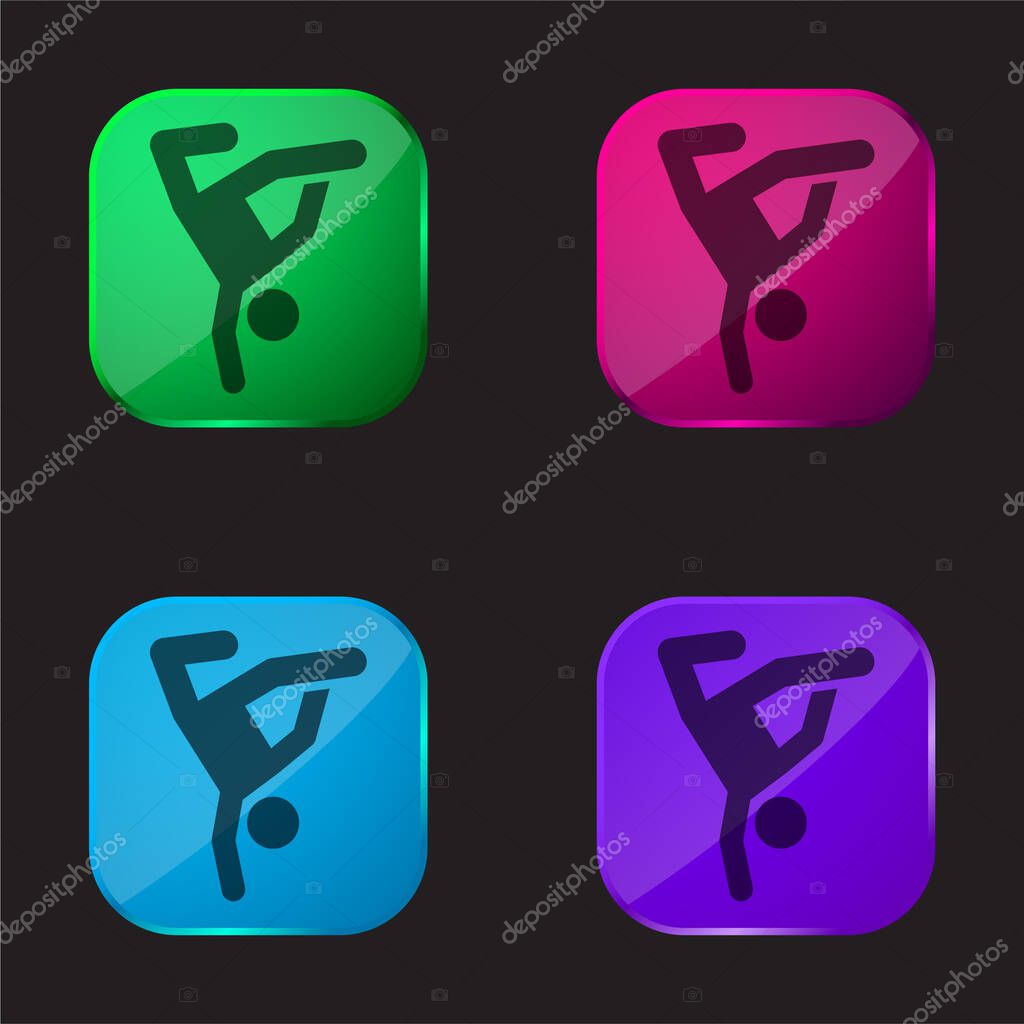 Breakdance four color glass button icon