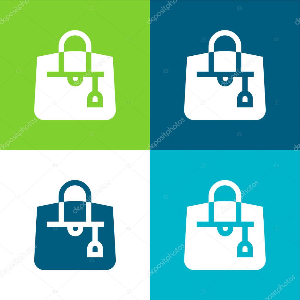 Bag Flat four color minimal icon set