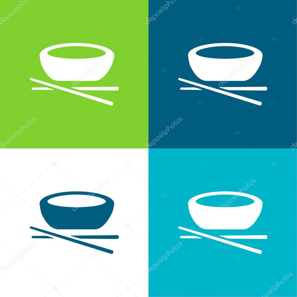 Bowl And Chopsticks Flat four color minimal icon set