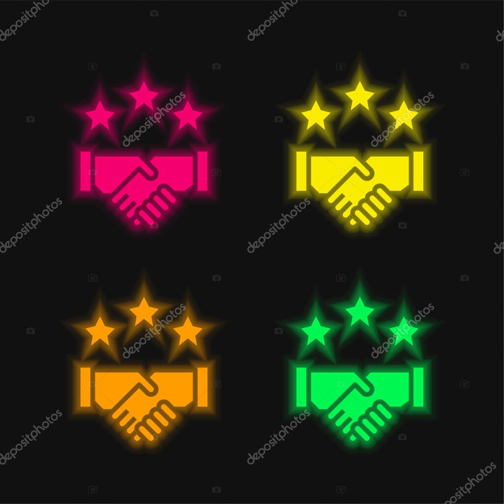 Agreement four color glowing neon vector icon