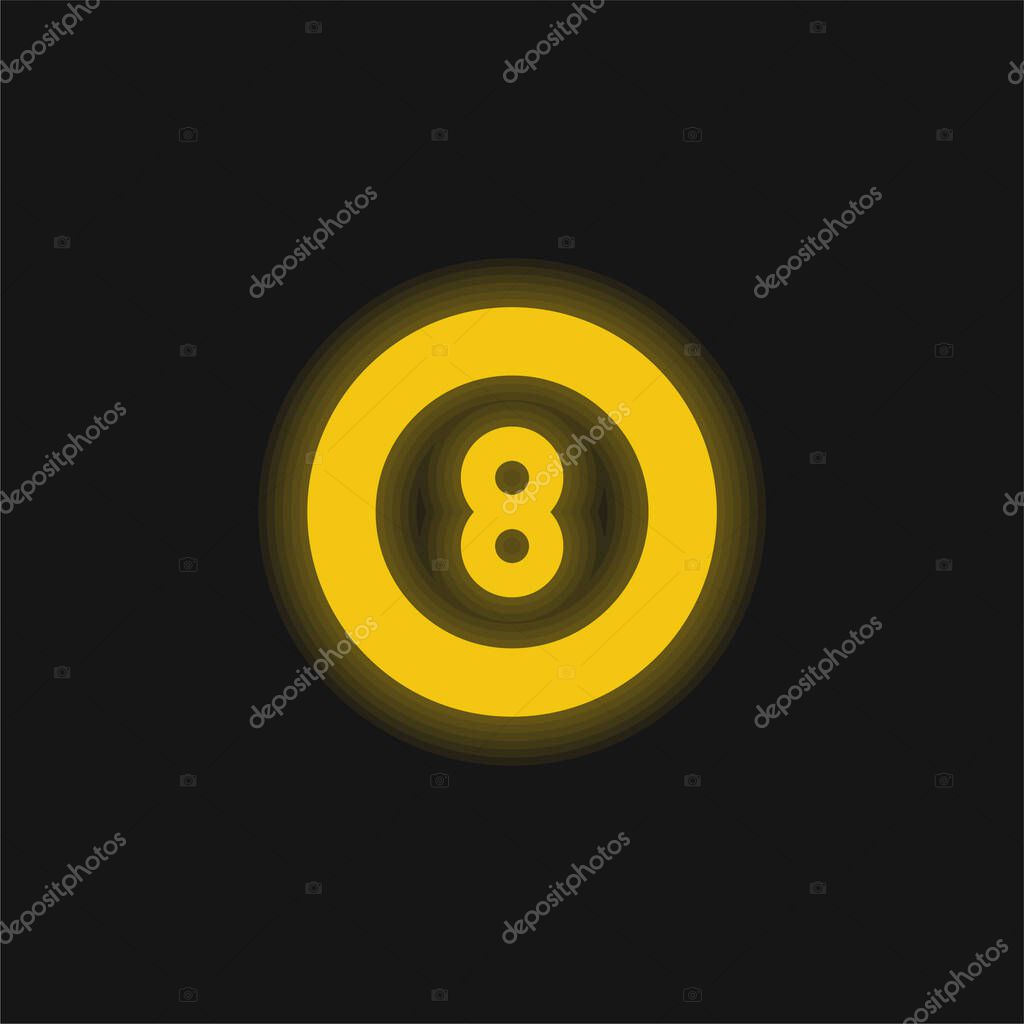 Billiard yellow glowing neon icon