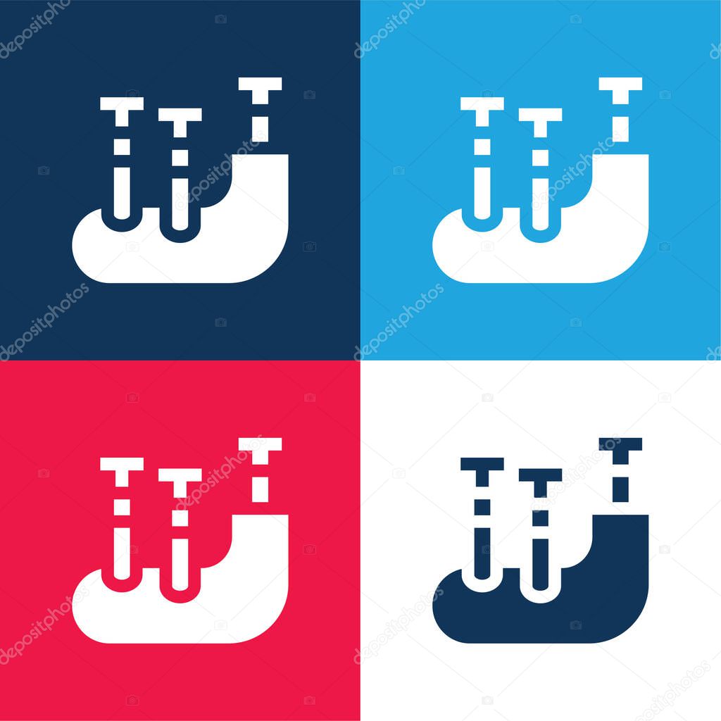 Bagpipes blue and red four color minimal icon set