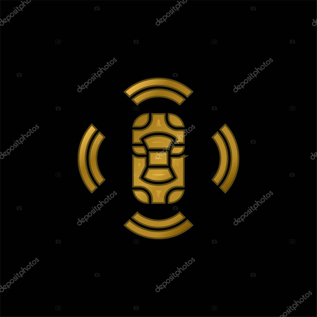 3d Sensor gold plated metalic icon or logo vector