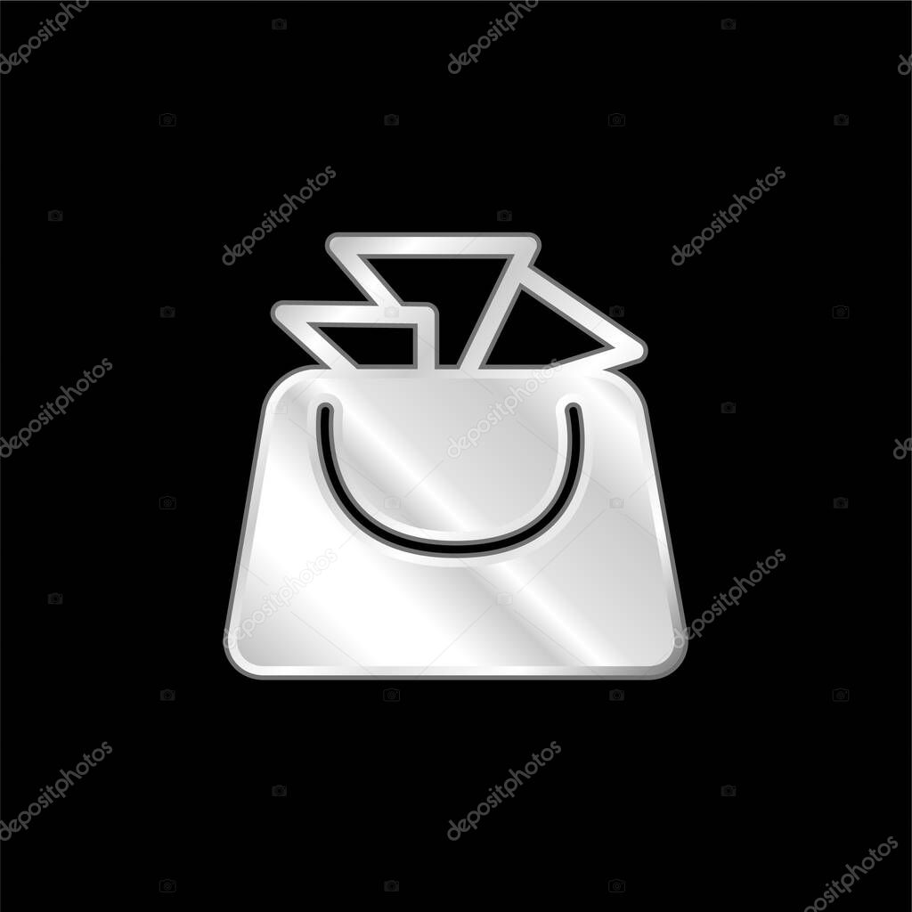 Bag For Ladies silver plated metallic icon
