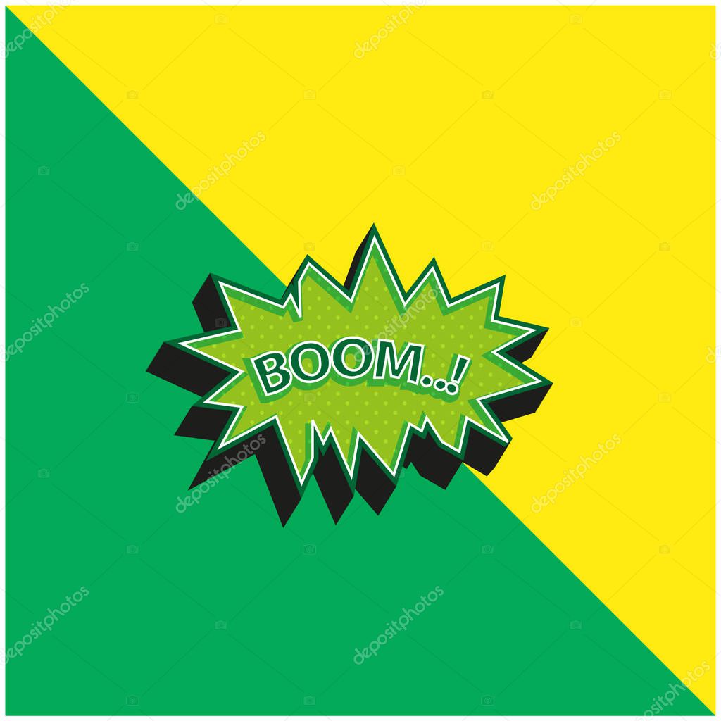 Boom Green and yellow modern 3d vector icon logo