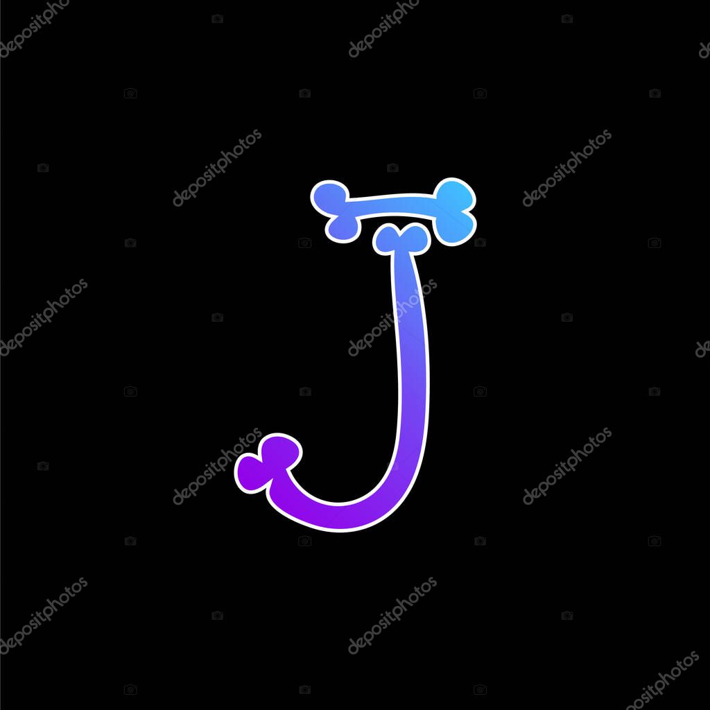 Bones Halloween Typography Letter J blue gradient vector icon