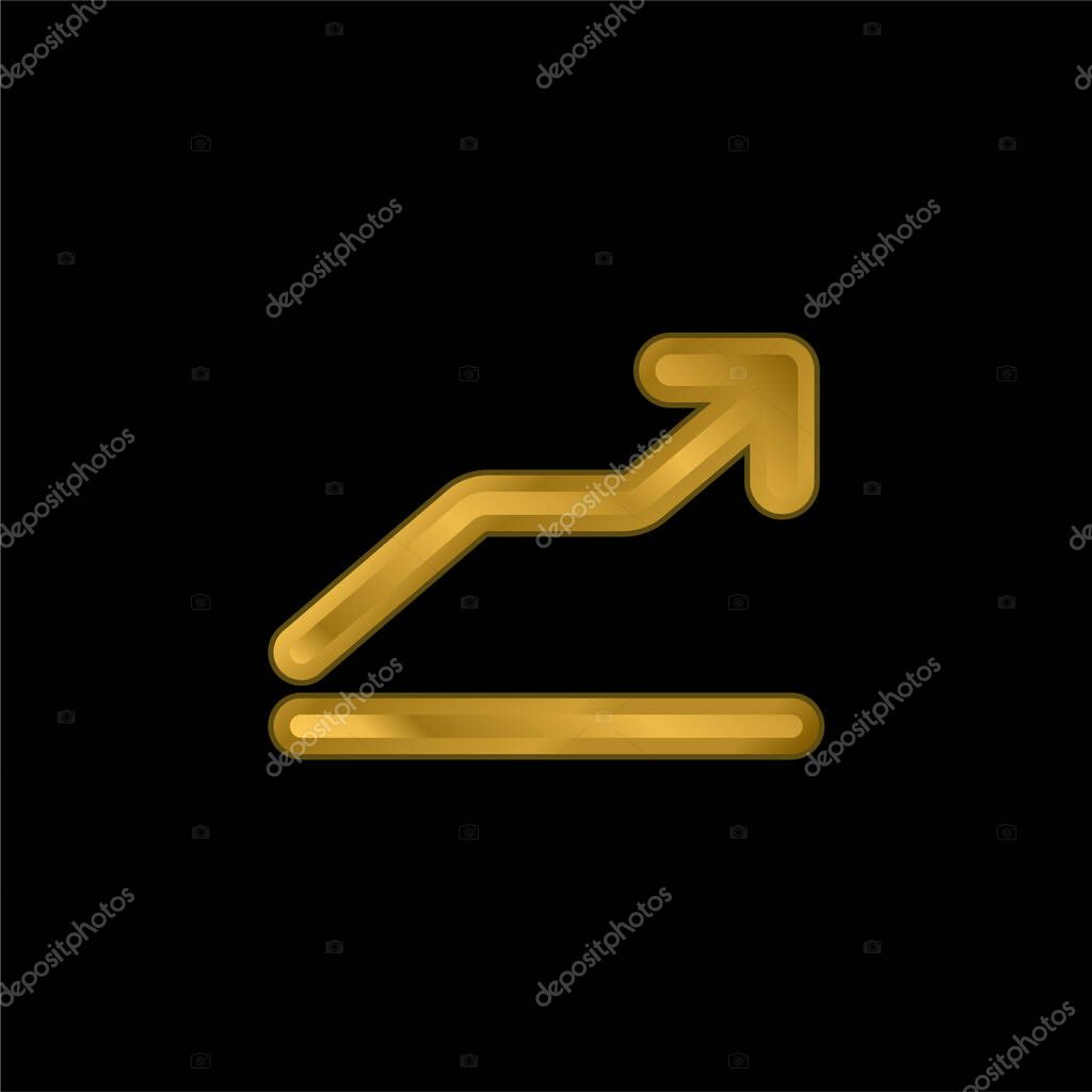 Ascending Line Graphic Symbol gold plated metalic icon or logo vector